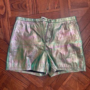 Metallic leather shorts